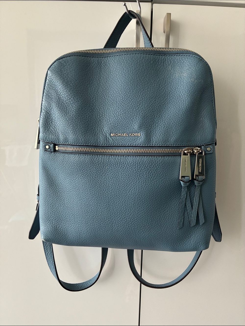 Michael Kors Blue Pebbled Leather Backpack
